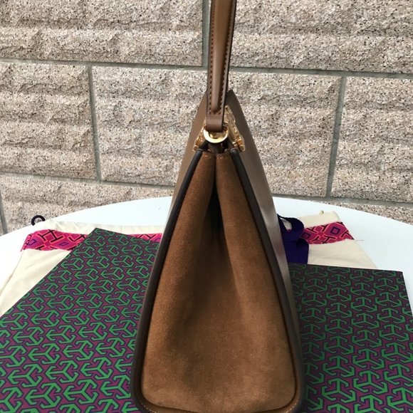 New brown Tory Burch Eleanor Spazzolato Satchel bag - Picture 4 of 9